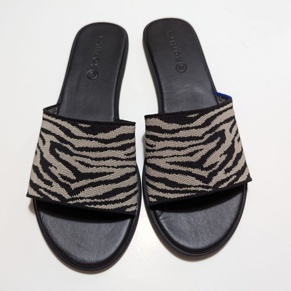 Rothy's The Slide Zebra Animal Stripes Slip On Sandals - Picture 3 of 16